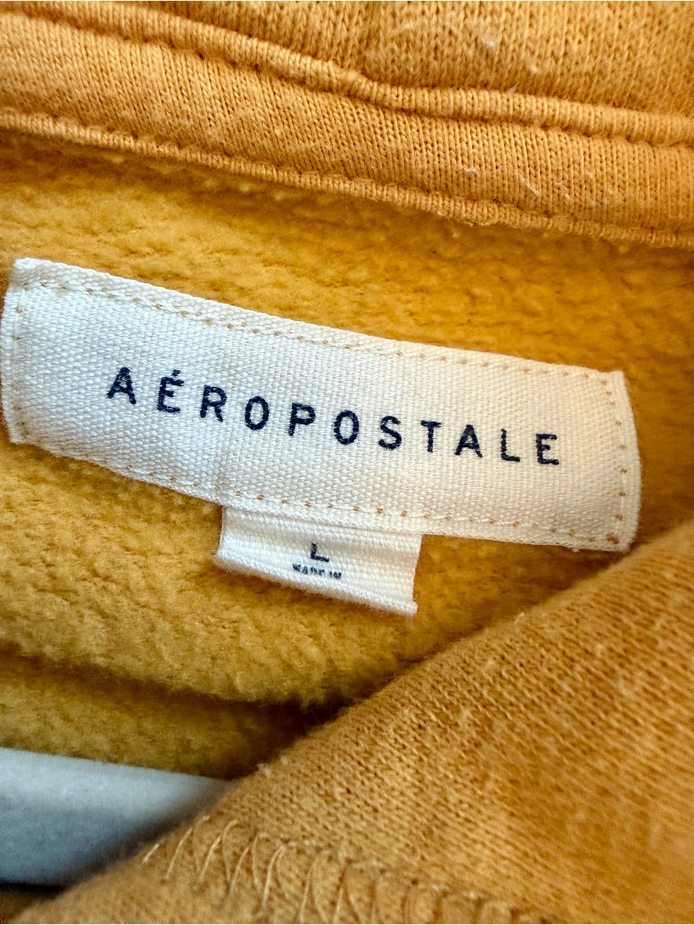 Aeropostale New York NYC Empire State Building Graphic Hoodie Mustard Mens L - Picture 6 of 8